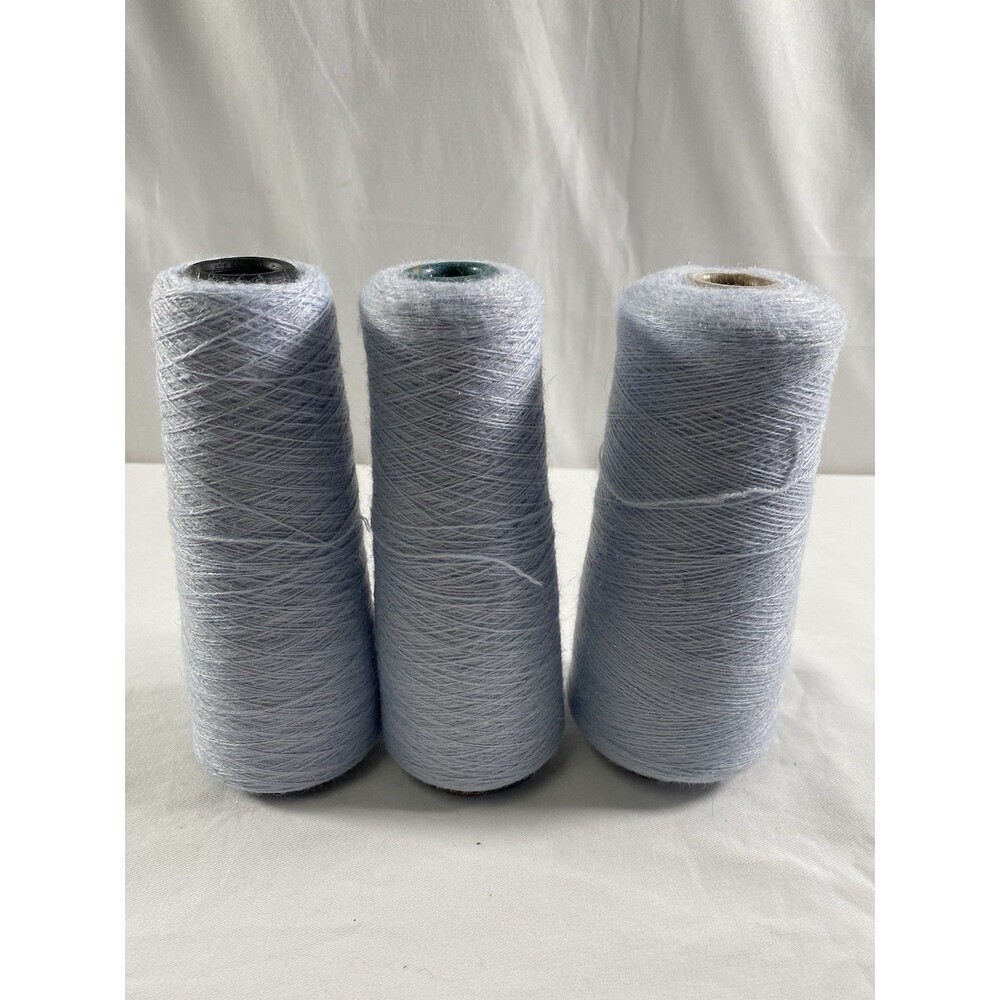 (3) Cone Yarn Spool Yarn Blue Glitter 370g Total Net Weight #750